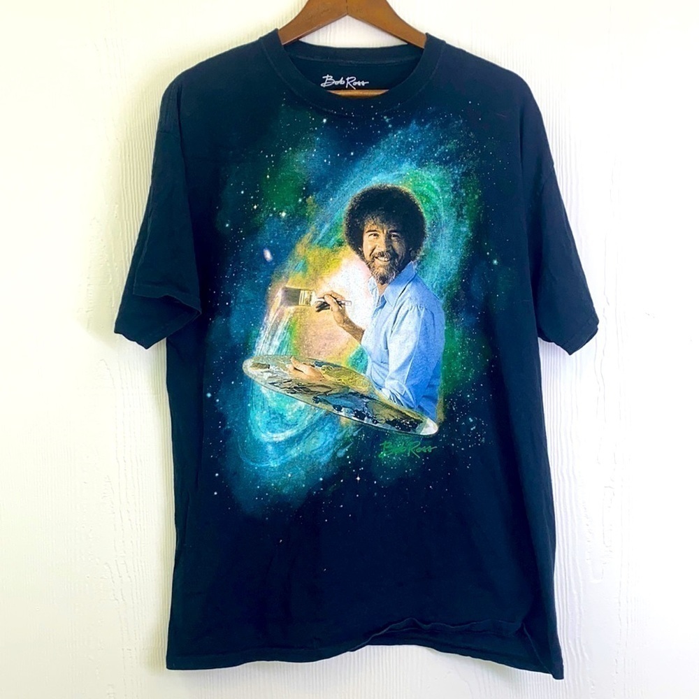 Bob Ross - Black Colorful Bob Ross Galaxy Painting Shirt Size XL